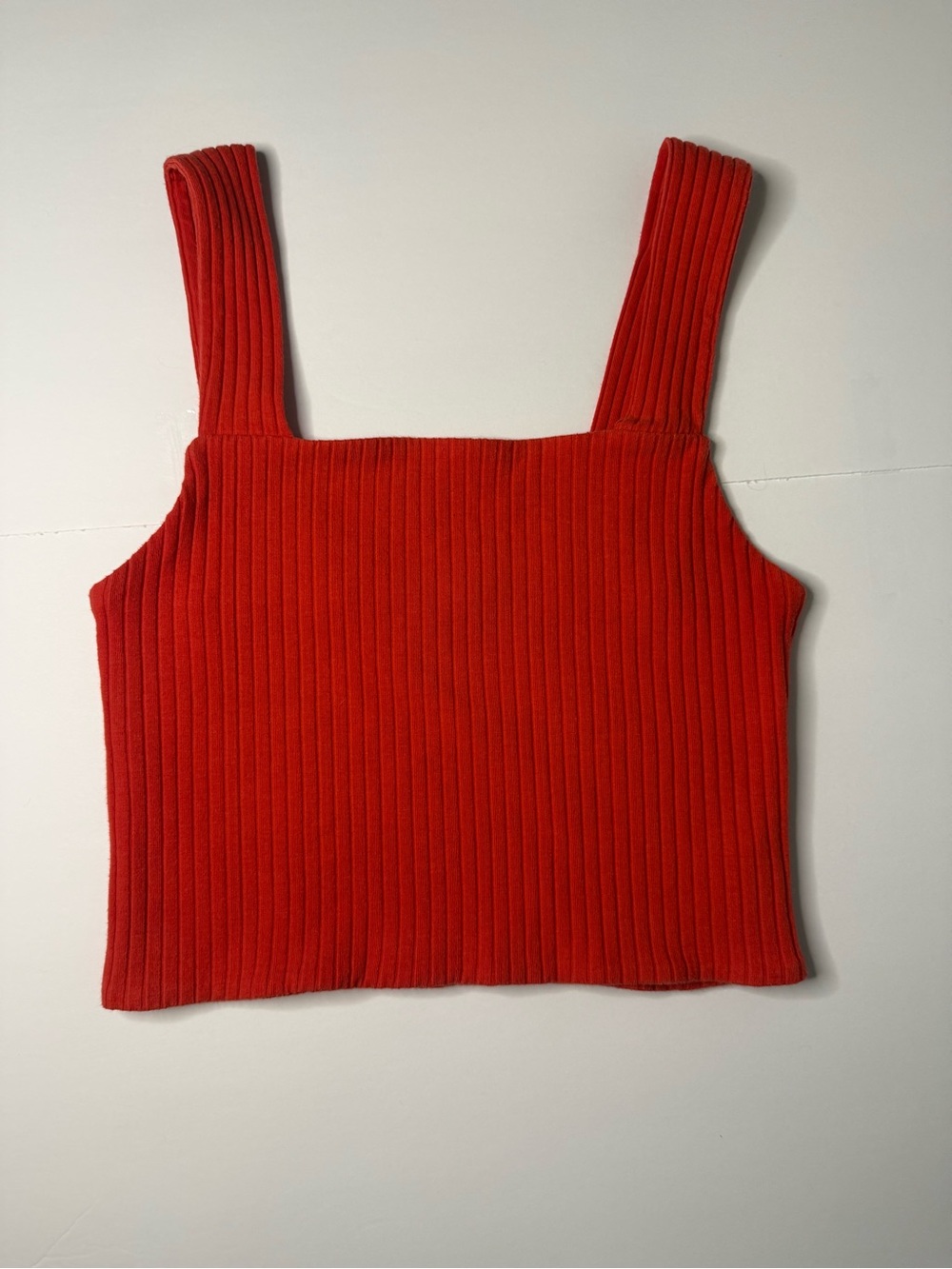 American Eagle Outfitters Ribbed Square-Neck Tank Top in Red
